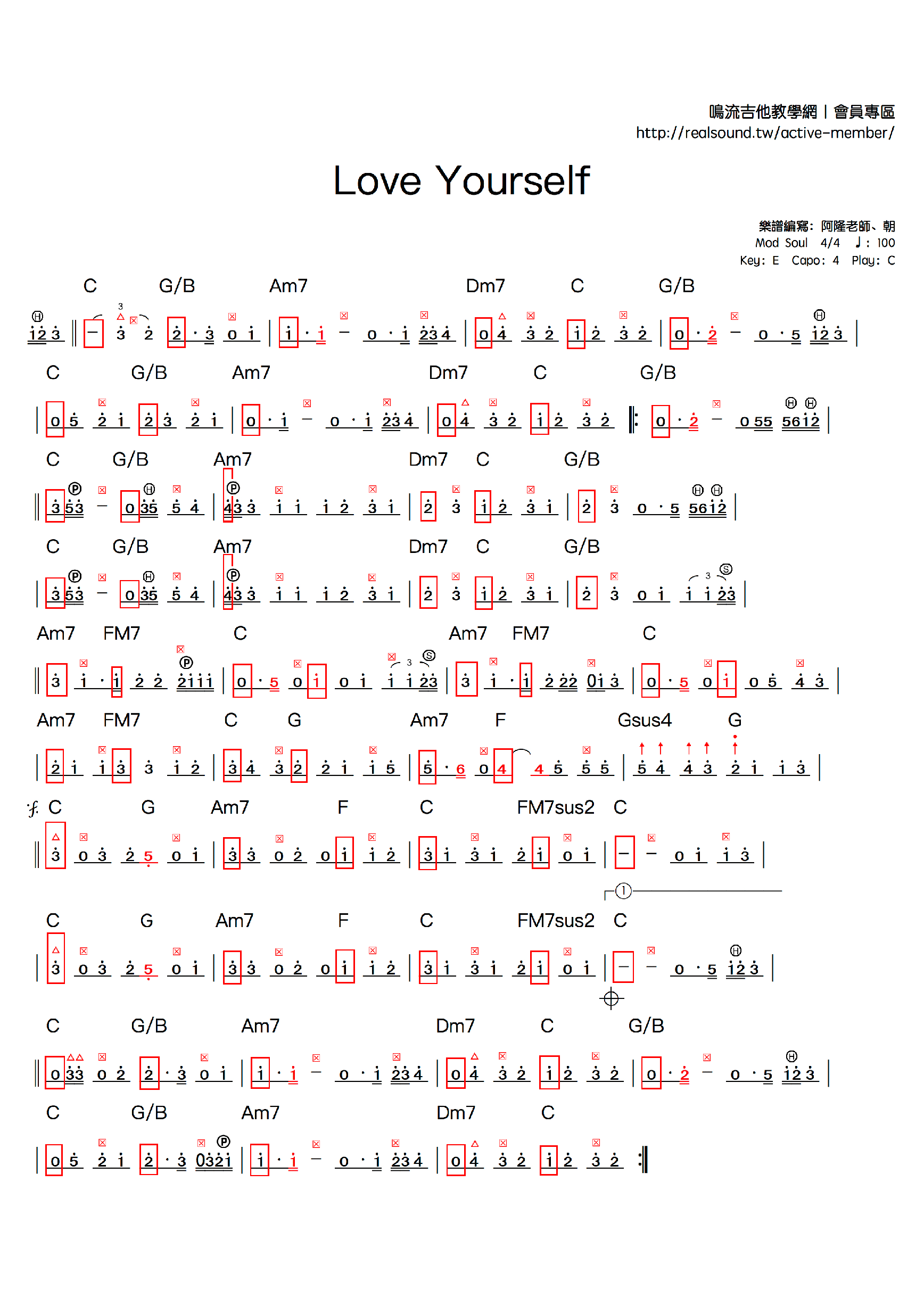 love-yourself-吉他譜