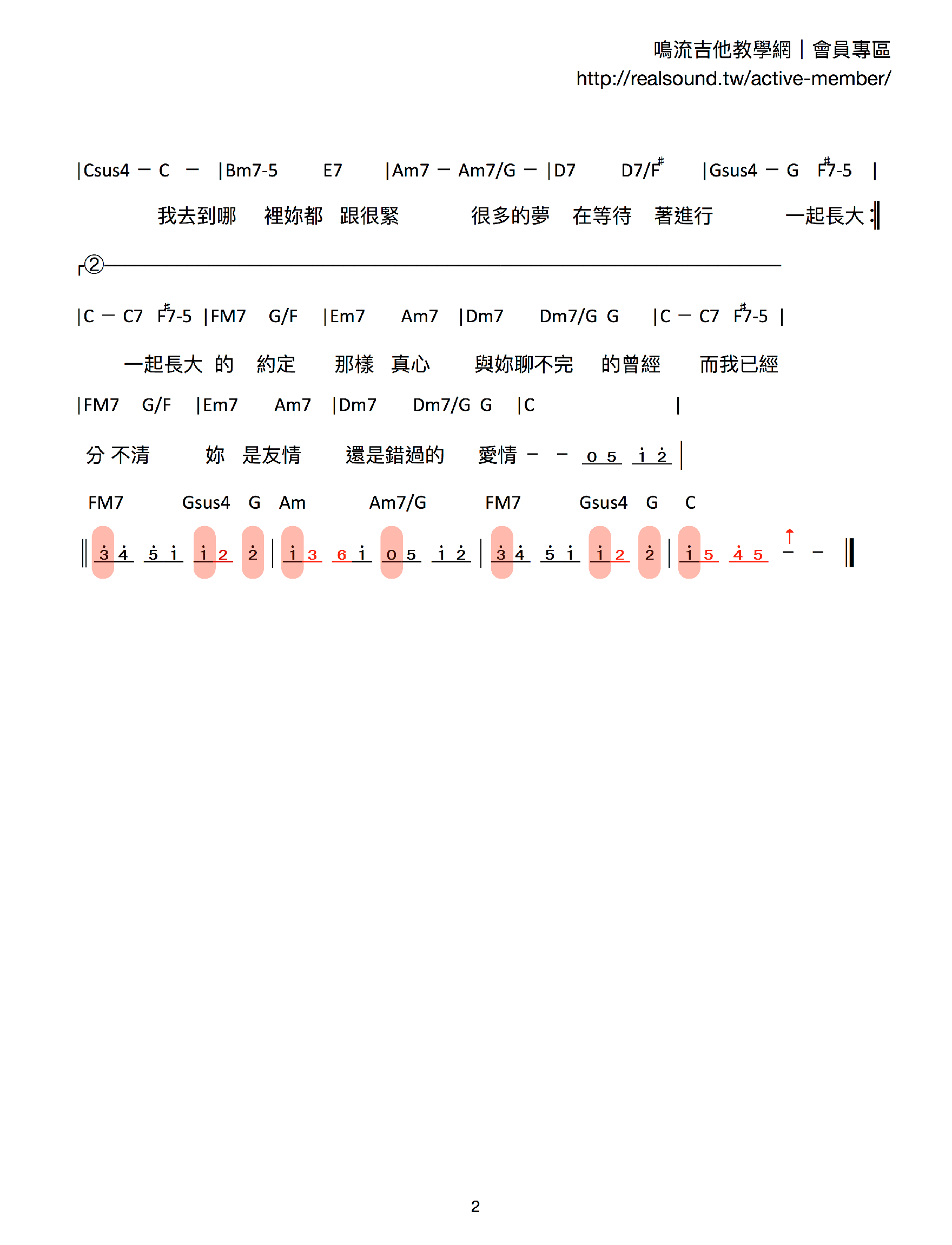蒲公英的約定-簡譜