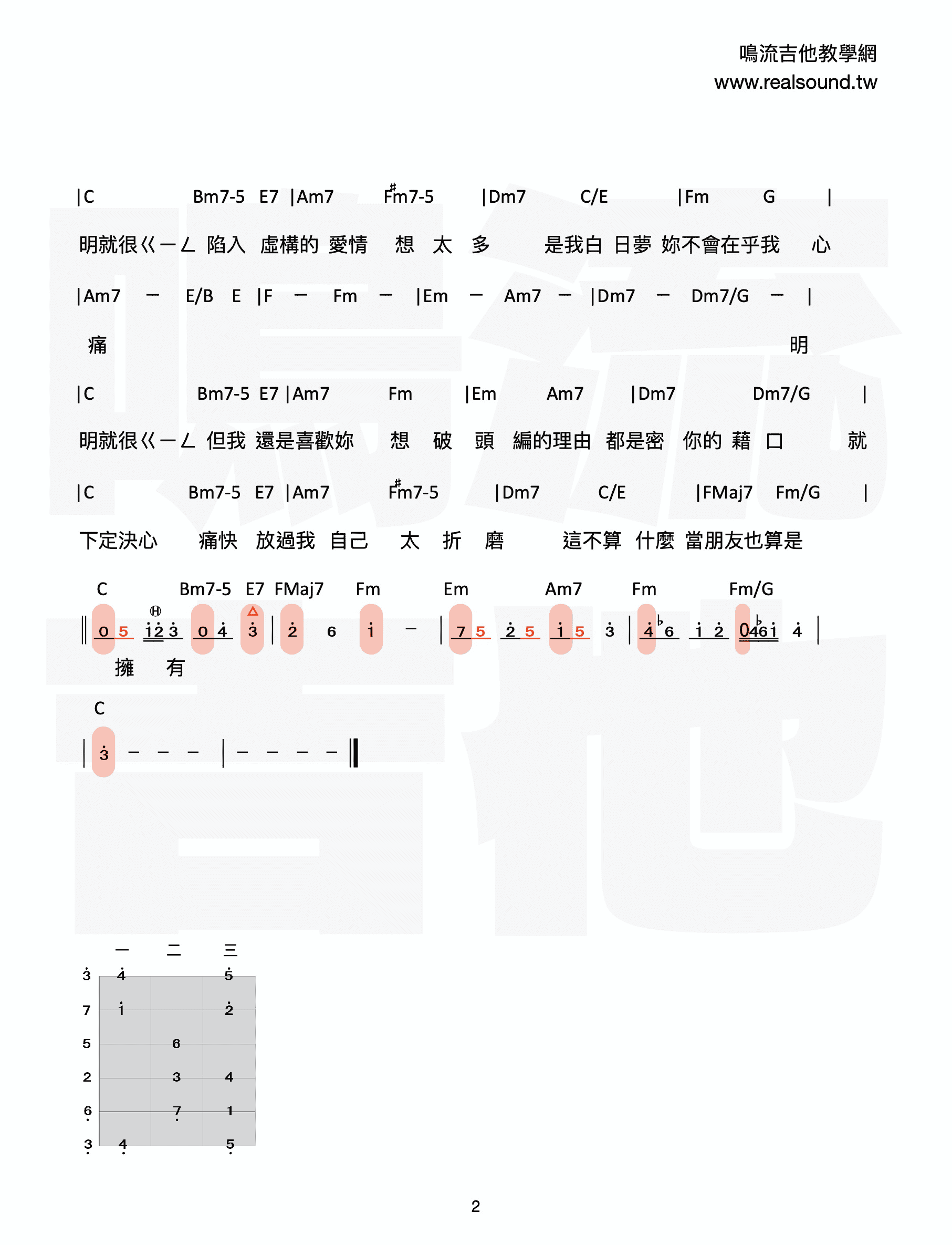 明明就很ㄍㄧㄥ但我還是喜歡你-譜